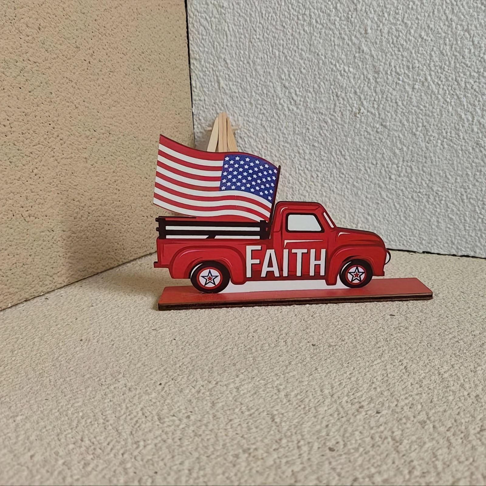 

День независимости Патриотические деревянные украшения стола Знак стола Украшение для вечеринки Подарочные деревянные поделки Украшения One Size