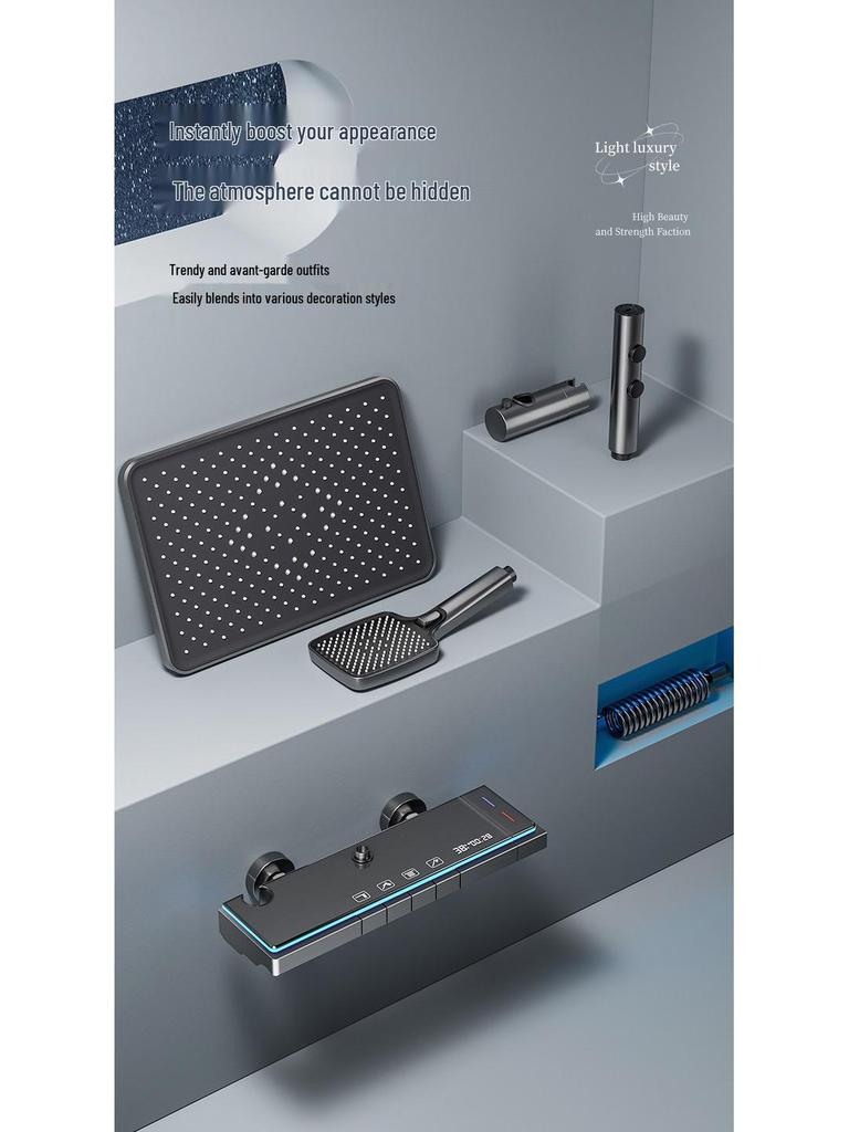Modern Smart Constant Temperature Shower Faucet Set - Complete Pressurized Shower System for Household Use.