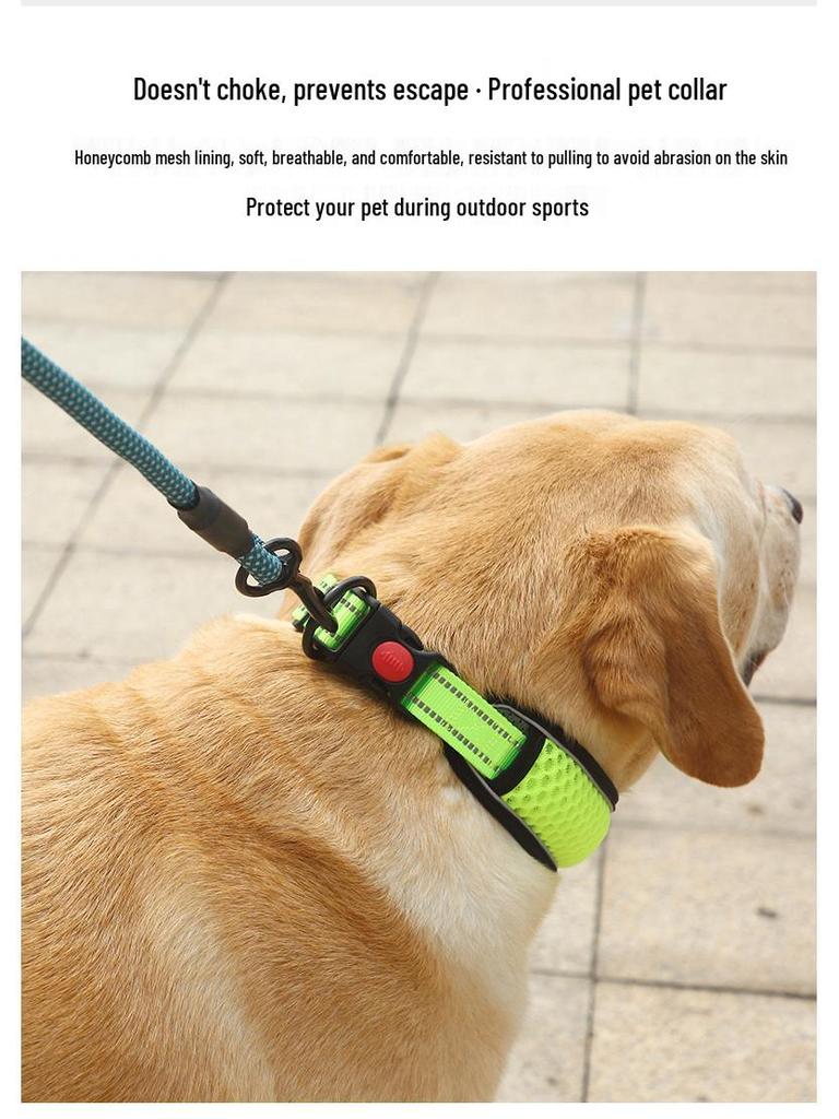 Regulowana, odblaskowa, oddychająca obroża spacerowa dla psa z siatki o strukturze plastra miodu