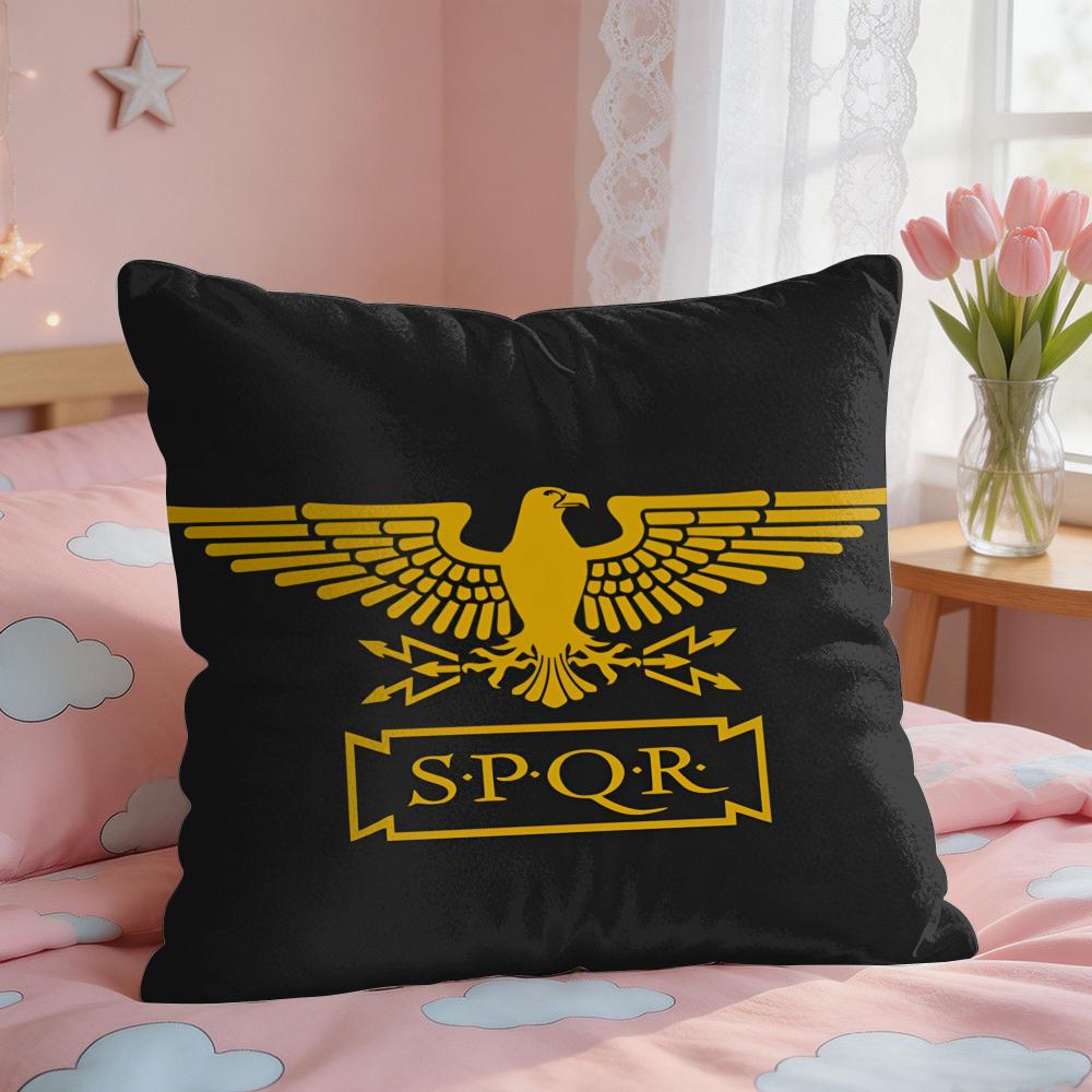 Gold Imperial Eagle Rome SPQR Cushion Cover Square Short Plush Pillow Case Living Room Sofa Home Decor Funda X