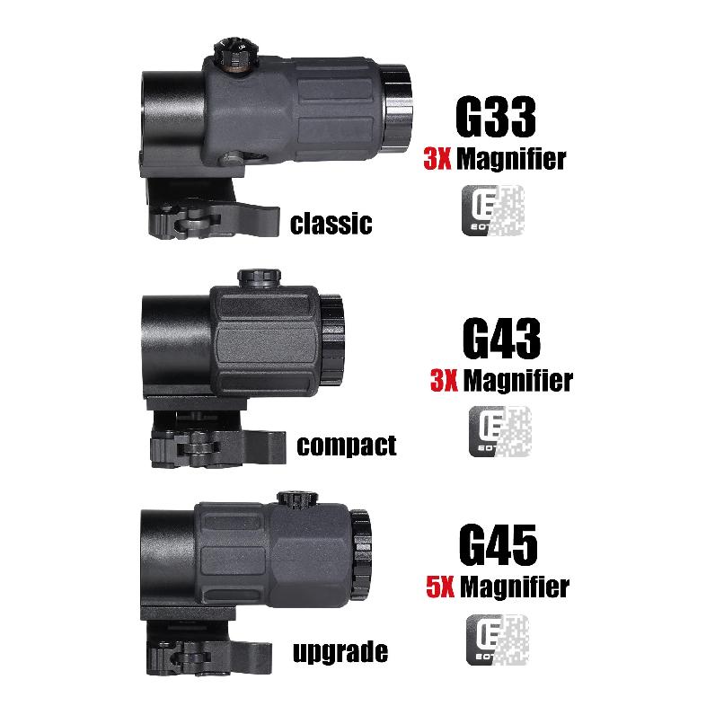 Eot**h G45 5X Magnifier Sight Scope G33 G43 3X Folding Side Flip Magnifiers Tactical Combo Hunting Amplify Adjustable Scopes