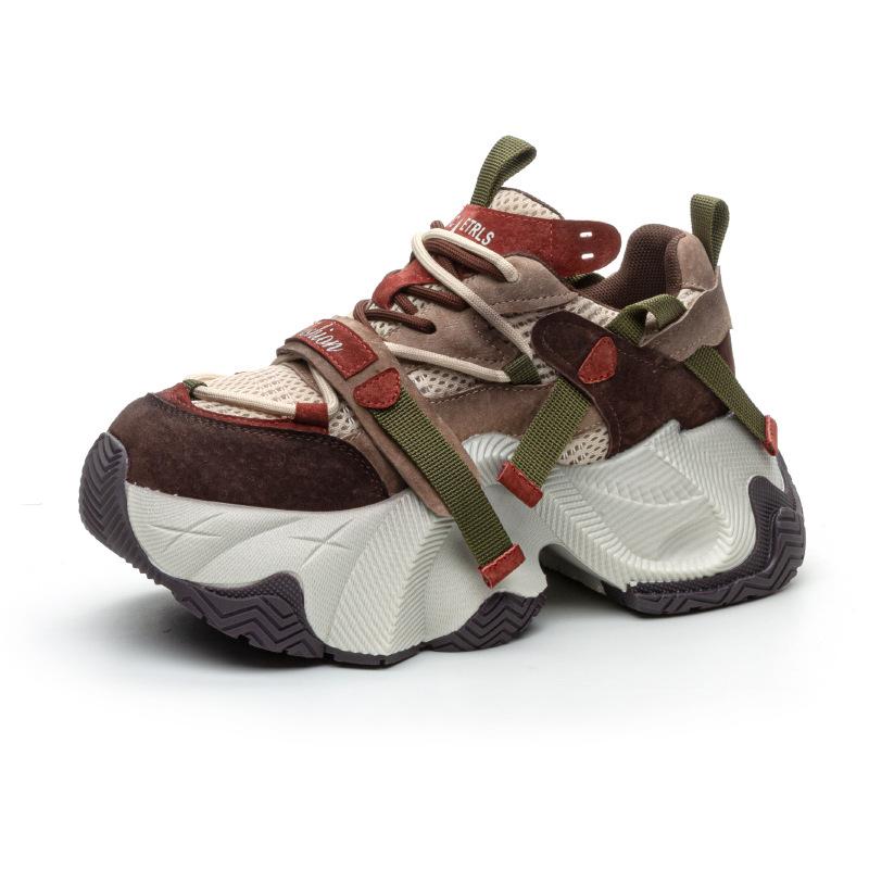 Leather Women's Autumn New Retro Heightening Platform Casual Sports Trendy Shoes Sneakers Women