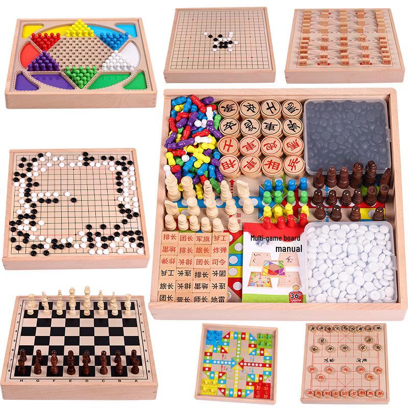 7-in-1 Wooden Board Game Set
