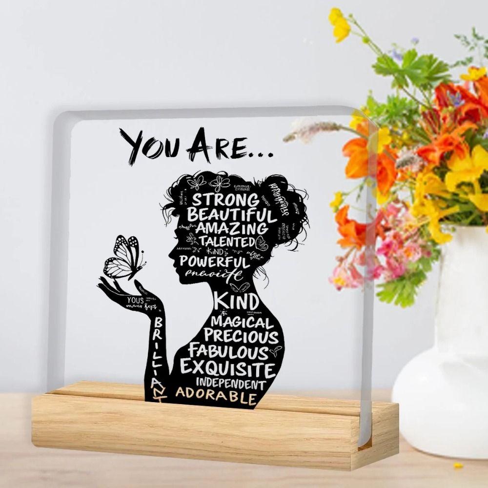 2D Design Inspirational Plaque Acrylic Positive Affirmation Decor Desktop Decoration Home Decor