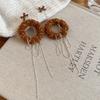 Silver Needle Fluffy Tassel Bow Earrings: Retro, Creative, High-End Winter Accessories for Women