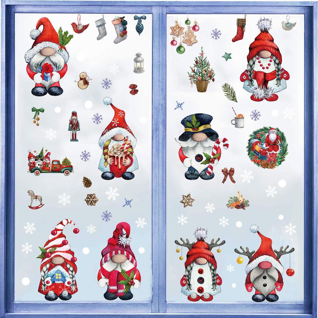 Xmas Window Clings 9 Sheets Christmas Window Decals Stickers Cute Christmas Window Decorations Xmas Santa Snowflake