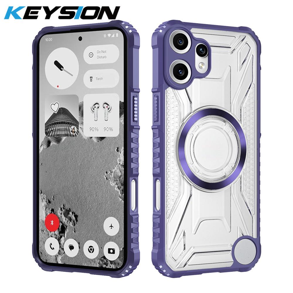 KEYSION Transparent Magnetic Case for Nothing CMF Phone 2 Pro Silicone+PC Heavy Duty Shockproof Phone Cover for CMF Phone 2 Pro