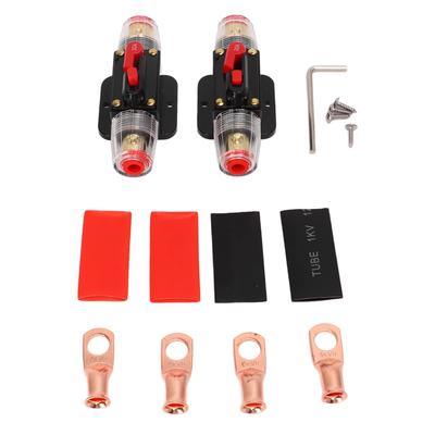 12 24V Inline Circuit Breaker, Lugs with Manual Reset Fuse Holder, Heat Shrink