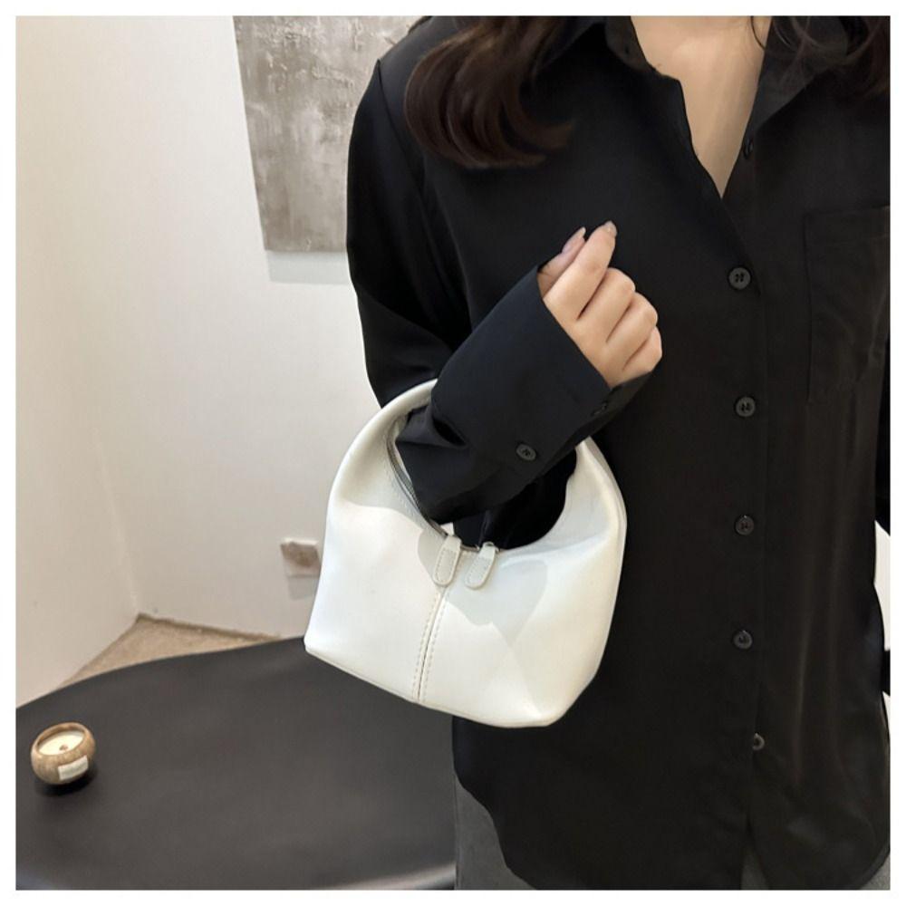 Small Bag Pu Leather Handbag Candy Color Crescent Bag Fashion Underarm Bag  Travel