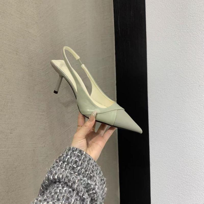 2025 French Style Pointed Toe High Heels Purple Cover Up Sandals Fairy Shoes Spring Summer New Arrival Match Skirts Single Shoes