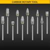 Double Cut Carbide Rotary Burr Set - 10 Pcs 1/8" Shank, 1/4" Head Length Tungsten Steel for Woodworking,Drilling, Metal Carving, Engraving, Polishing
