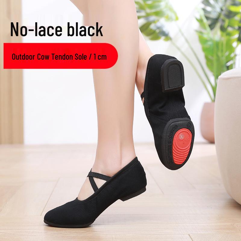 Women's Lace-Free Ballet Heeled Dance Shoes with Soft Sole for Yoga and Classical Dance