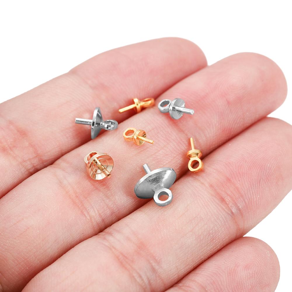 50-100 pz/lotto Ottone Mezza Foro Pendenti E Ciondoli Occhio Spilli Perline Tappi Superiore Forato Balle Del Pendente Risultati Connettori Per Creazione di Gioielli