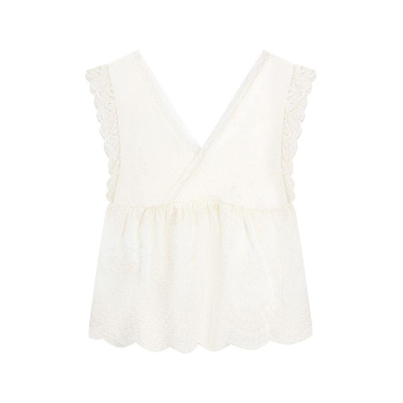 

Kumikumi French style Lace Edge Flying Sleeves Shirts Women clothes Summer High Waist Loose Casual Wide Leg Pants Two-piece Set Top L