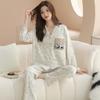Pajamas Women's Pure Cotton Spring and Autumn 1011 New Women's Long-sleeved Pants Loungewear Korean Cotton Suit Can Be Worn Outside