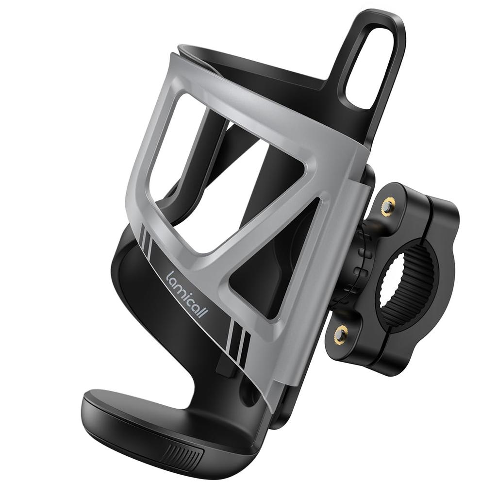 Lamicall Adjustable Bike Drink Motorcycle Bottle Bicycle Drink Holder Cross Bike Bottle Moped Cup Road Water Bottle Mamachari Tracking Air Tag Black