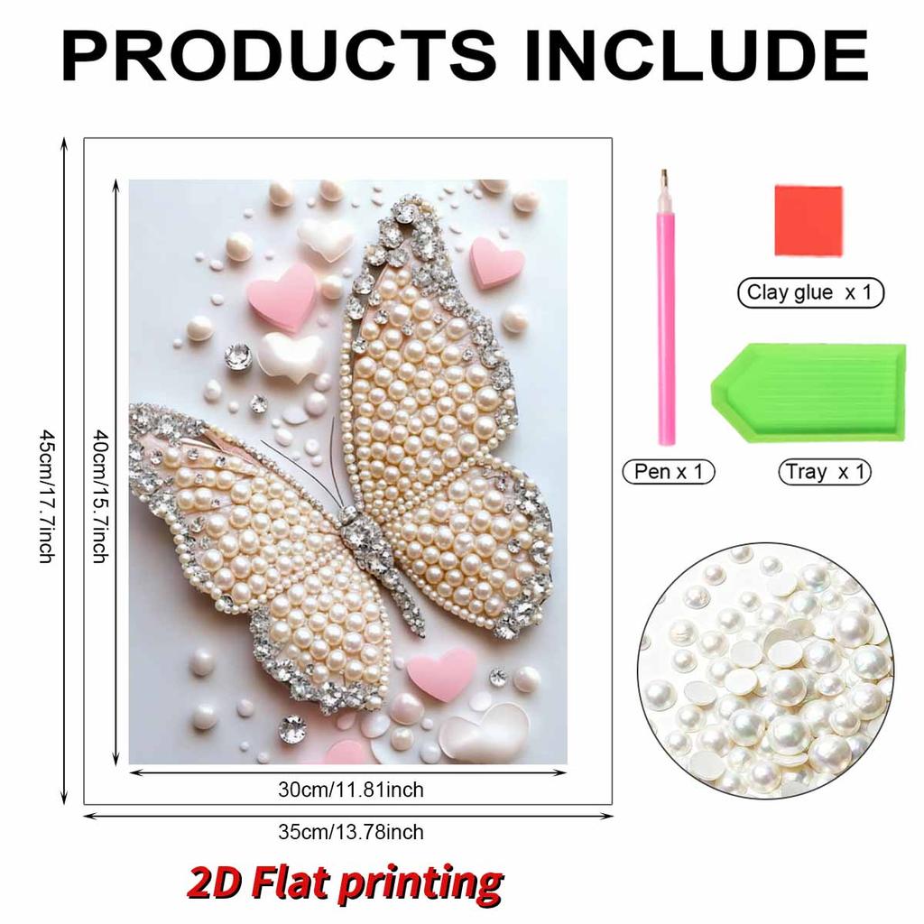 DIY Pearl Painting Set Butterfly Pattern Home Decoration Handmade Sticky Diamond Creative Canvas Pearl Art Painting Crafts Perfect Gift