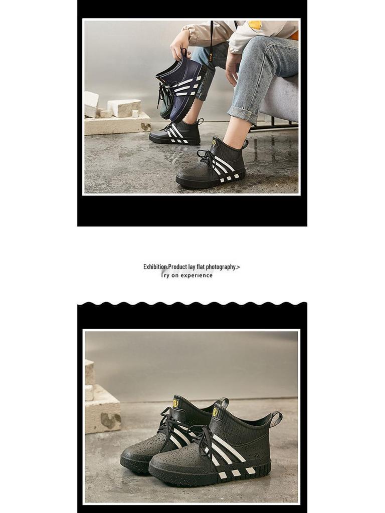 Kuchařské protiskluzové pánské nepromokavé krátké holínky - Odolné, lehké gumové boty pro venkovní použití, do kuchyně a na mytí aut.