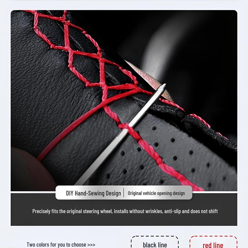 Peugeot Lenkradbezug - Universeller handgenähter Griff für 206, 207, 307, 408 - Ganzjahres-Vollabdeckung.