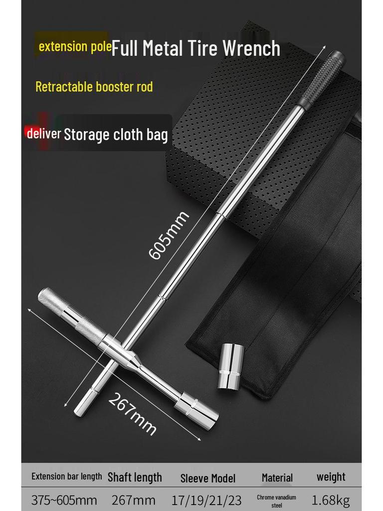 Effort-Saving Cross Tire Wrench and Socket Tool Set for Tire Changing