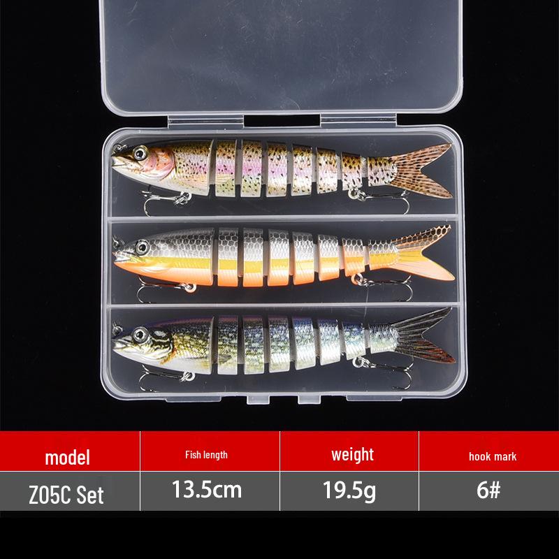 8-Section Multi-Jointed Lure, 13.5cm, Freshwater & Sea Fishing, Long Cast Hard Bait