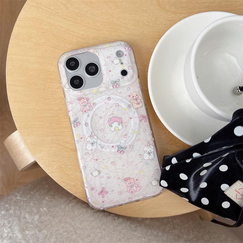 Ink Splash Korean-Style Animal Magnetic Holder for iPhone 17/16 Pro Max/15/14 Cases. iPhone 16
