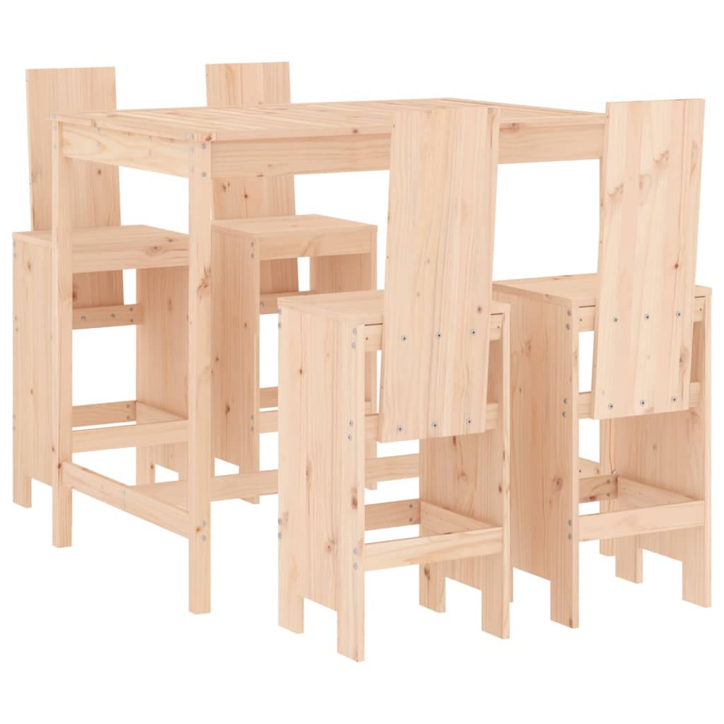 5 Piece Garden Bar Set Solid Pine Wood