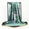 elegant women' large silk scarf as a gift 180x90 green
