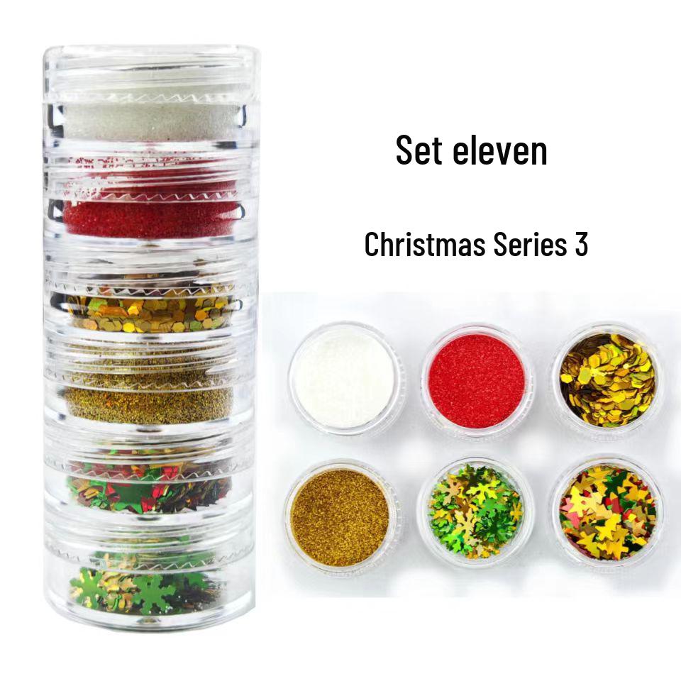 6dílná podzimní a zimní sada třpytivého nail artu s javorovými listy