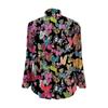 Women's Loose Ruffled Retro Floral Print Stand Collar Long Sleeve Cotton And Linen Top