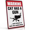 Funny Cat & Dog Warning Sign Humor Cat Wall Art Metal Plaque Signs Home Yard Decor Pet Retro Posters Gift for Cat Lovers