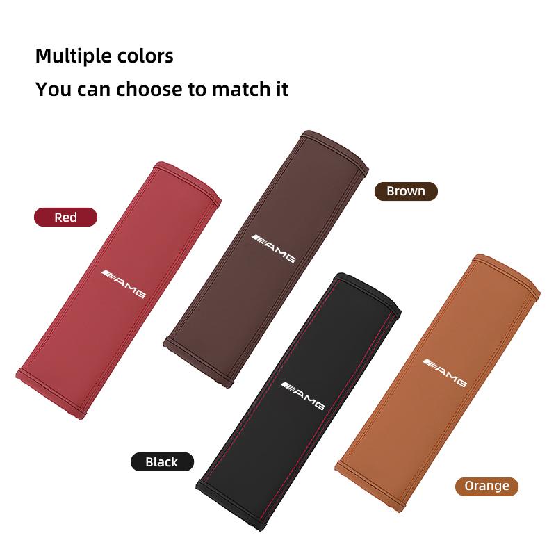 2PCS Car Seat Belt Cover Auto Shoulder Pad Interior Accessories For Mercedes Benz AMG W203 W205 W206 W211 W220 W212 W201 Brabus