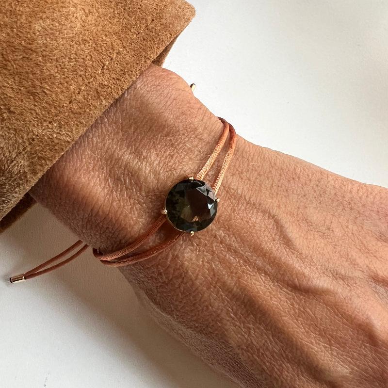 Personalized Bracelet Fashion Color Zircon Pendant Color Woven Rope Bracelet Electroplated Gold Color Retention