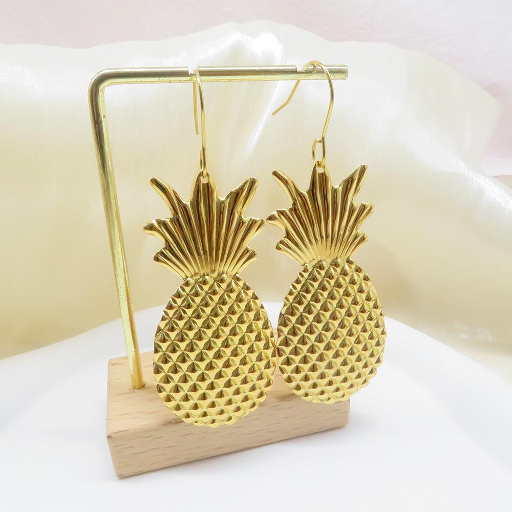Exquisite Pineapple Pendant Earrings and 18k Stainless Steel Necklace Set