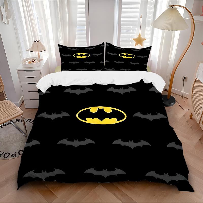 

3pcs Batman Signal Bedding Set, Soft Polyester Duvet Cover and Pillowcases Machine Washable Seasons all suitable & Guest Room Decor277 135x200cm