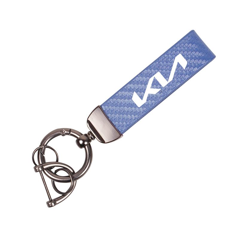FCQP1 Carbon Fiber Leather Keyrings Car Keychain Accessories For Kia GT-Line Sportage Ceed Rio Picanto Sorento Soul Cerato Venga Forte