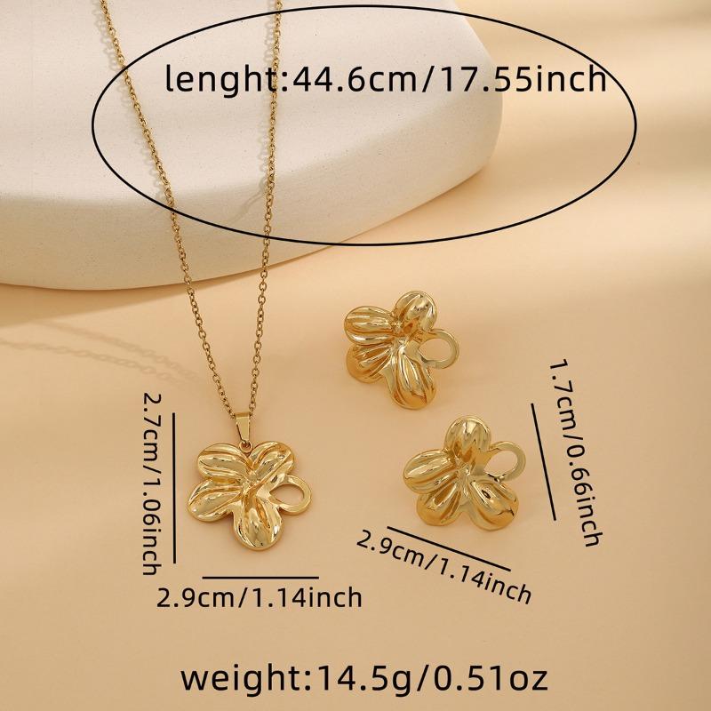 European and American Exquisite Irregular Luxury Creative Polygonal Geometric Leaf Texture Flower Love Earrings Necklace Set