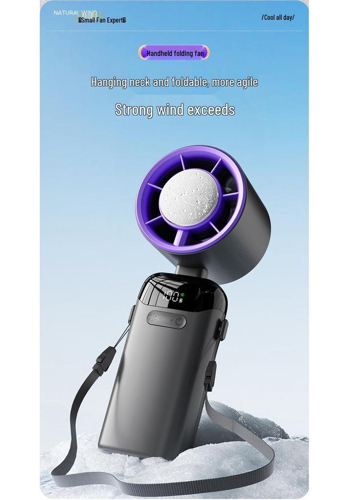 2026 Multi-Functional Foldable Handheld & Neck Ice-Pack Fan with Digital Display