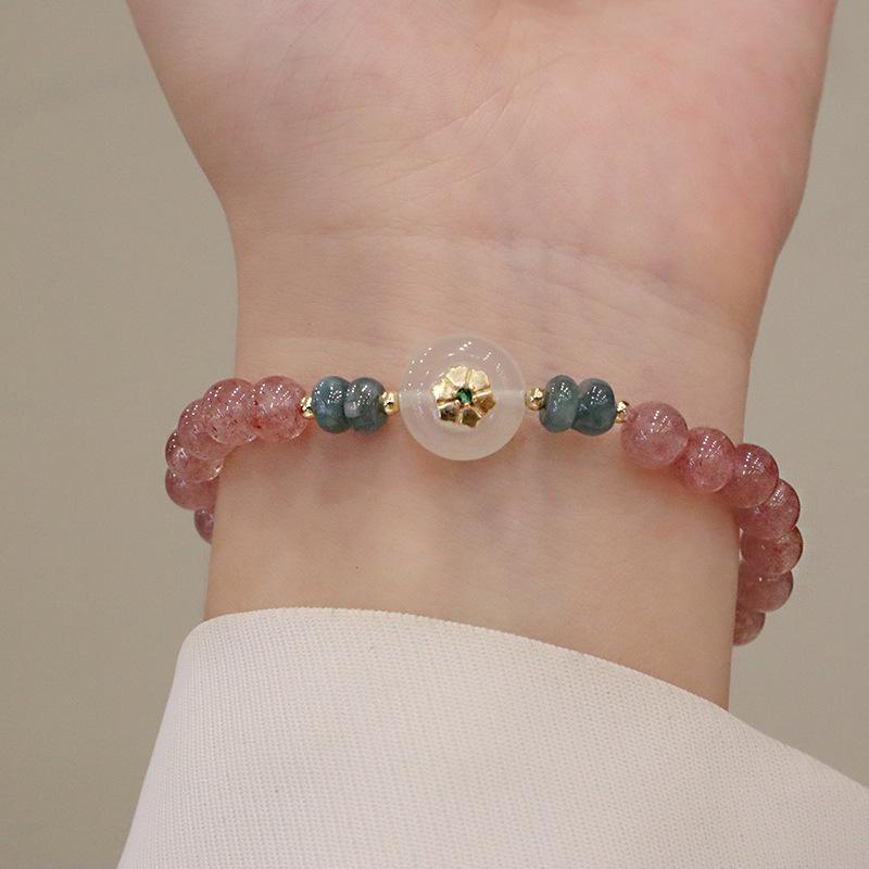 Natural Crystal Bracelet Strawberry Crystal Bracelet. Bangles Women Fashion Jewelry Accessories Gift