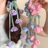 Beautiful Tulips Floral Floral Scrunchie With Dangling Ribbon Ethereal Design Hair Accessory Le Muguet Hair Tie Hair Styling