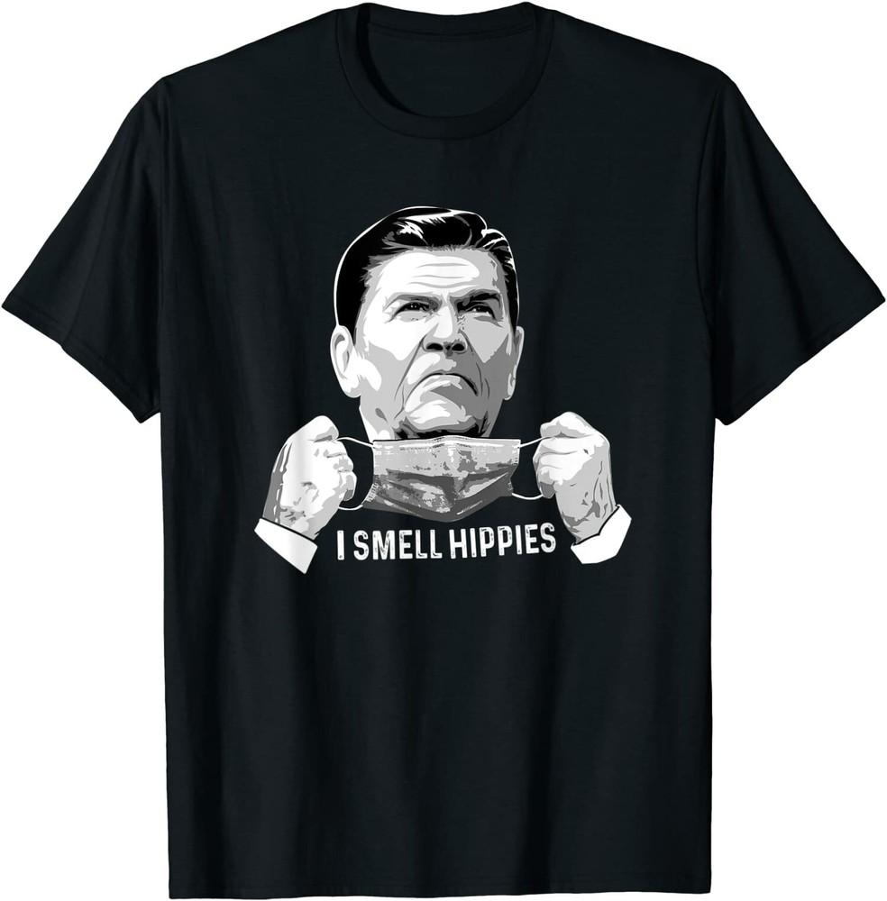 NEW LIMITED Vintage I Smell Hippies Funny Ronald Reagan T-Shirt Unisex T-Shirt