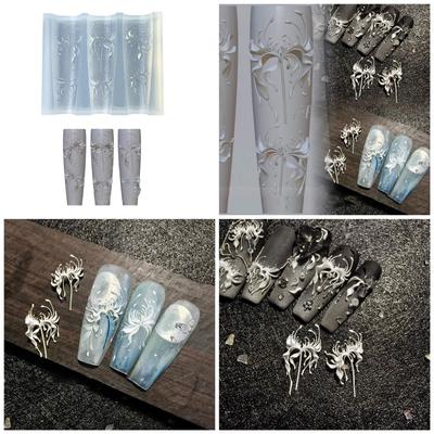 Stampo in Silicone per Nail Art Floreale 3D Stampo Morbido in Silicone per Nail Art Floreale Stampo per Intaglio Manicure Stampi con Motivi Floreali