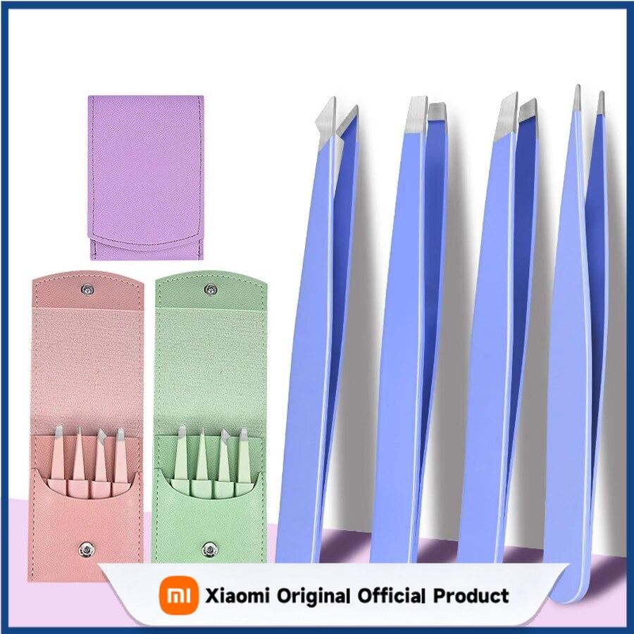 Xiaomi 4 PCS Stainless Steel Eyebrow Clippers Set Hair Removal Forceps Oblique And Straight Mouth Eyebrow Trimming Clip Beauty Tool