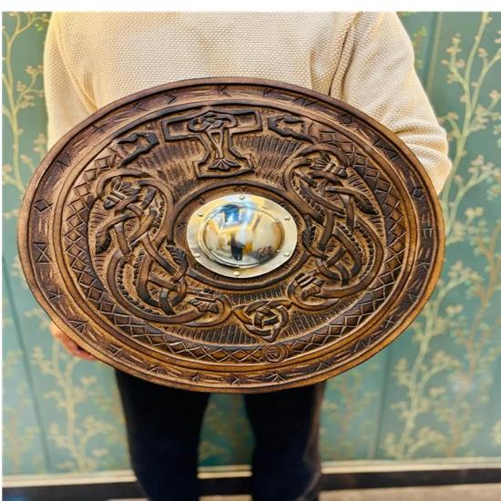 Celtic Viking Shield Handmade Wooden Norse Round Shield Wall Decor Home Decor