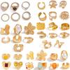 European & American Cross-Border Cold Style Irregular Gemstone Ring Set for Women