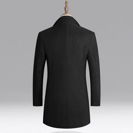Men Trench Coat Solid Color Warm Autumn Winter Windproof Slim Jacket for Daily Wear