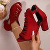 2025 Spring New Mesh Fish Mouth Sandals High Heel Large Size Women's Shoes Roman Shoes Foreign Trade Size 33-43