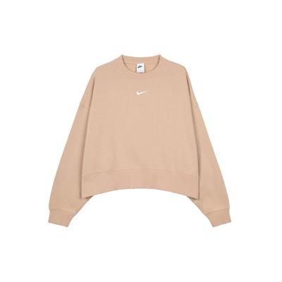 Nakışlı Logolu Bisiklet Yaka Sweatshirt Kadın Üstler Hardal DJ7666-200