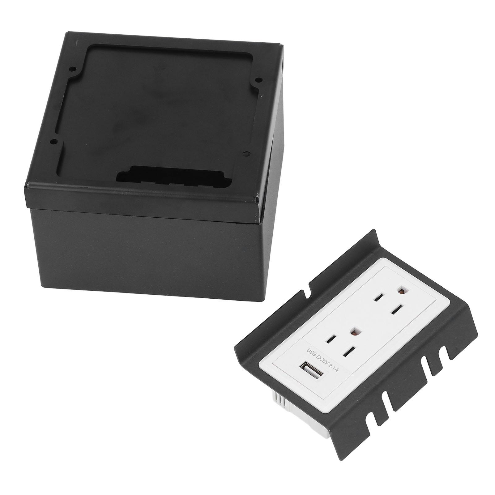 

Recessed Floor Outlet Box Waterproof Stainless Steel Flat Socket Kit with 3 Holes 1 USB Port