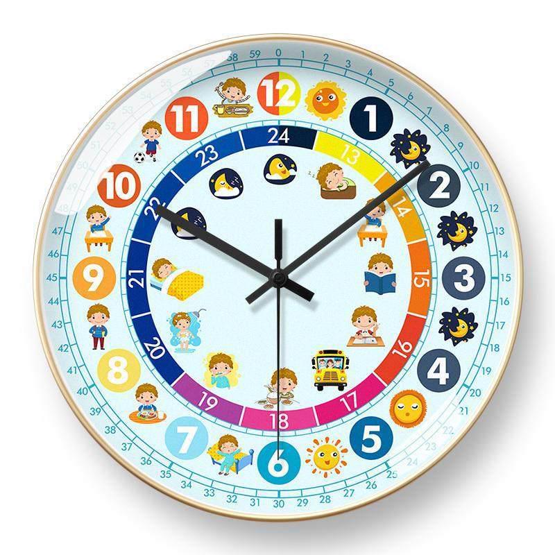 Kids' Educational Cartoon Wall Clock for Learning Time - Silent Clock for Children's Bedroom and School